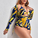 3-Piece Women's Bikini Set with Long Sleeve Cover-Up