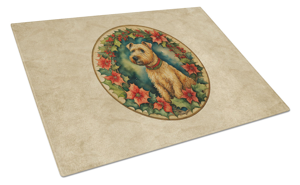 Lakeland Terrier Christmas Flowers Glass Cutting Board