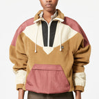 Women's Contrast Color Zipper Fleece Sweatshirt | Streetwear