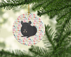 Charcoal Chinchilla Christmas Ceramic Ornament