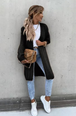 Sophia Lang Knit Cardigan - Loose Fit for Fall/Winter (One)