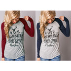 Christmas Reindeer Head Graphic Long Sleeve T-Shirt | Streetwear