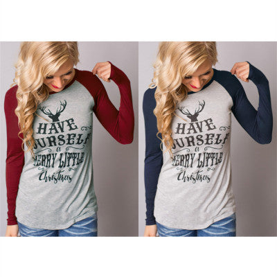 Christmas Reindeer Head Graphic Long Sleeve T-Shirt | Streetwear