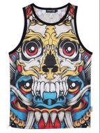 3D Double-Sided Printed Skull Tank Top, Breathable