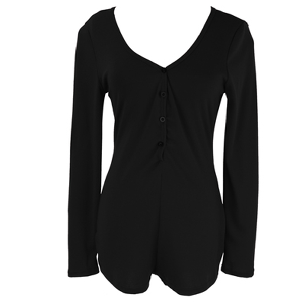 V-Neck Cotton Long Sleeve Bodysuit