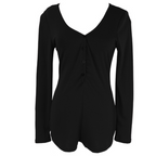 V-Neck Cotton Long Sleeve Bodysuit