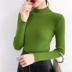 Autumn High Collar Long Sleeve Knit Sweater for Women