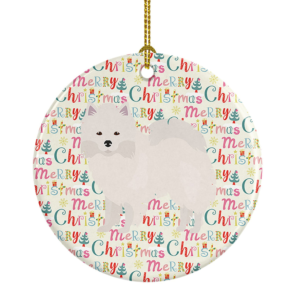 American Eskimo Merry Christmas Ceramic Ornament