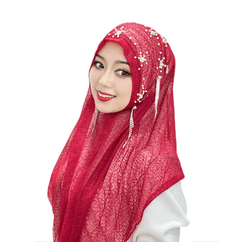 Fashion Muslim Hijab Scarf with Beads and Tassels