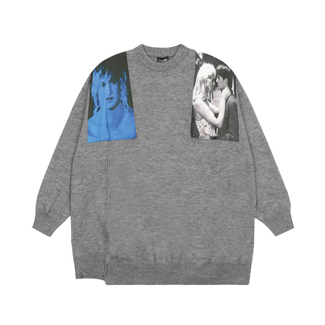 Blue RAF SIMONS Oversized V-neck Wool Sweater for All
