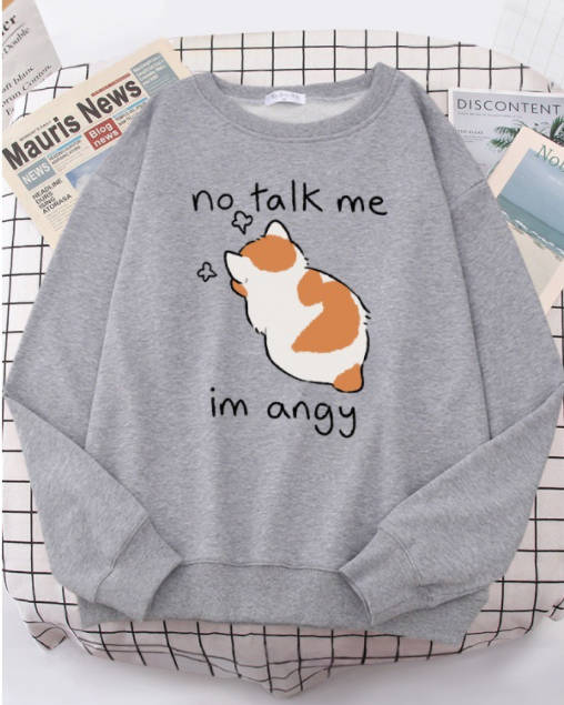 Chic Casual Cat Print Crew Neck Sweatshirt | Streetwear