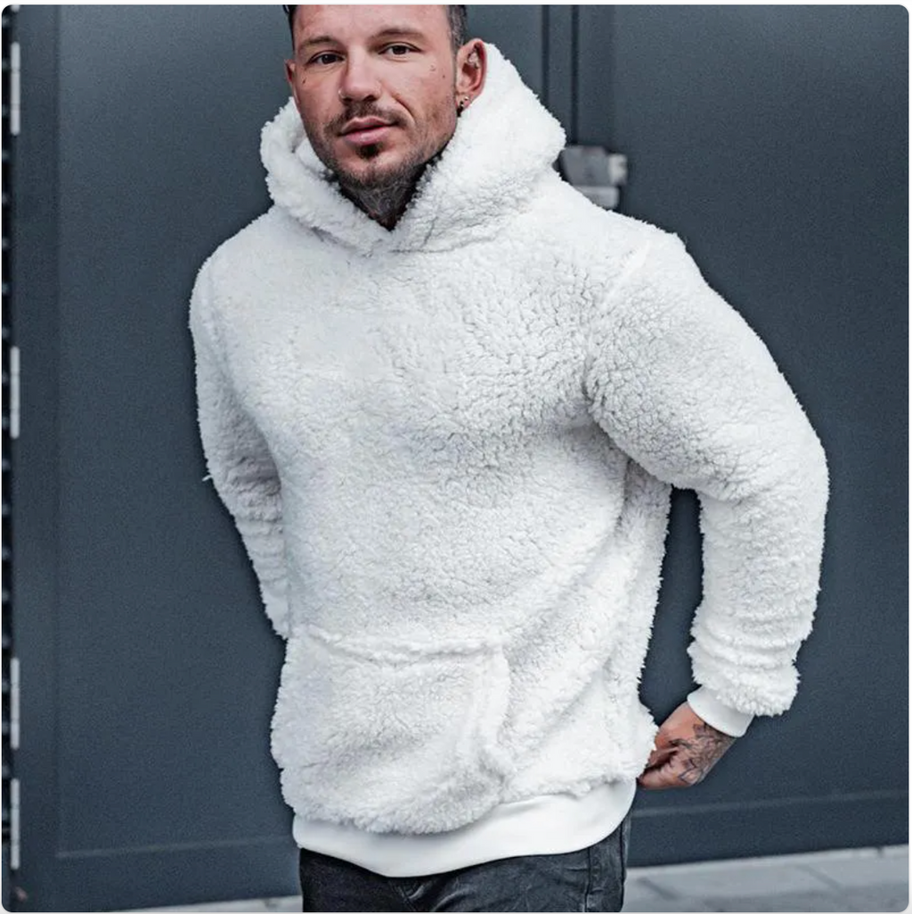 Fashion Solid Color Men's Long Sleeve Plush Hoodie | Streetwear
