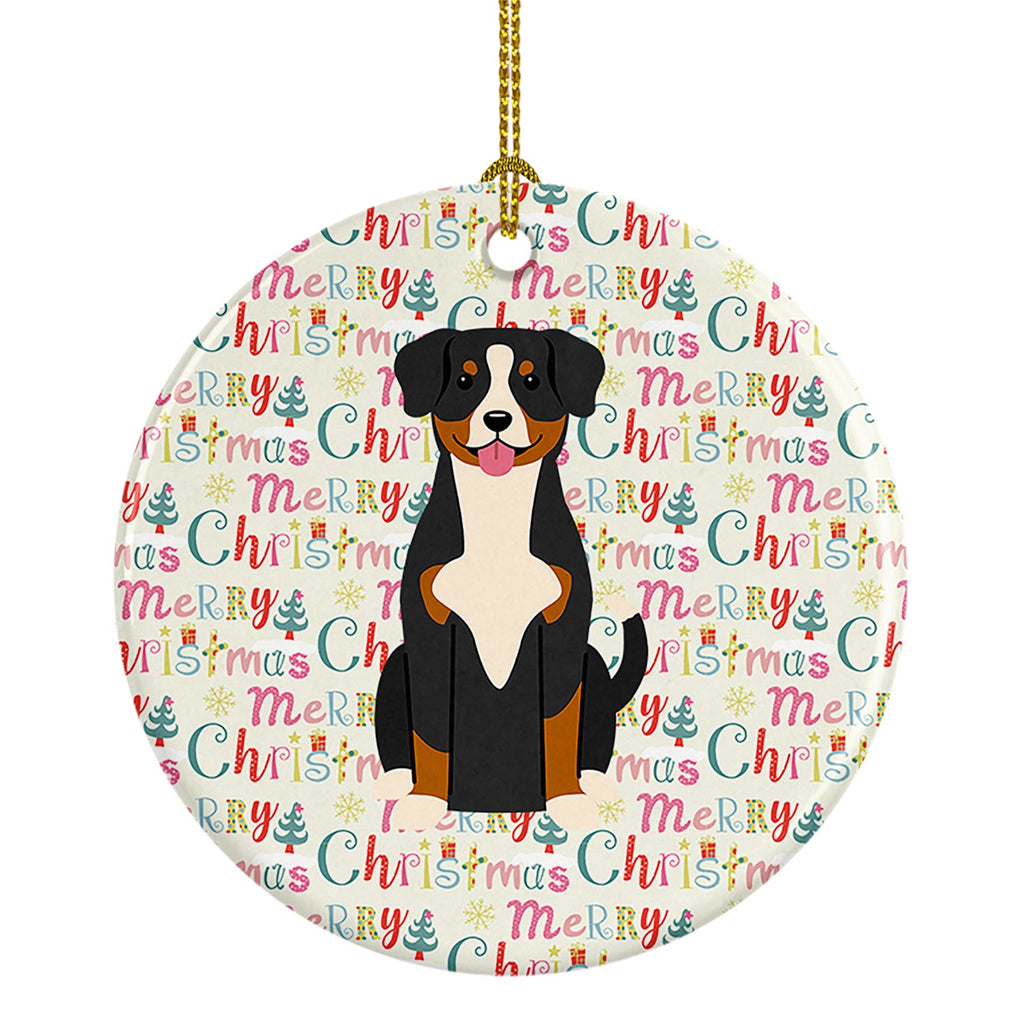 Merry Christmas Entlebucher Ceramic Ornament