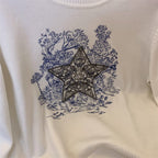 Elegant Vintage Embroidered Sweater for Women 2024
