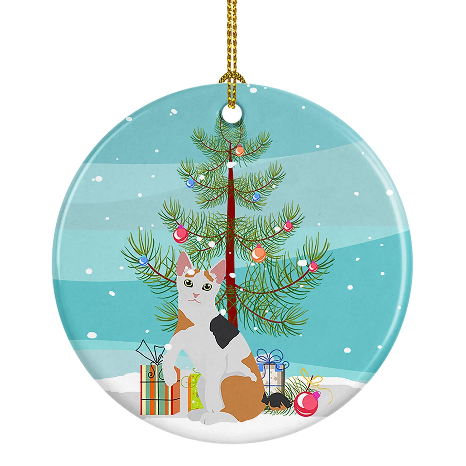 Japanese Bobtail Cat Christmas Ceramic Ornament
