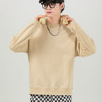 Men's Round Neck Combed Cotton Drop Shoulder Sweater