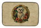 Maltese Christmas Flowers Dish Drying Mat