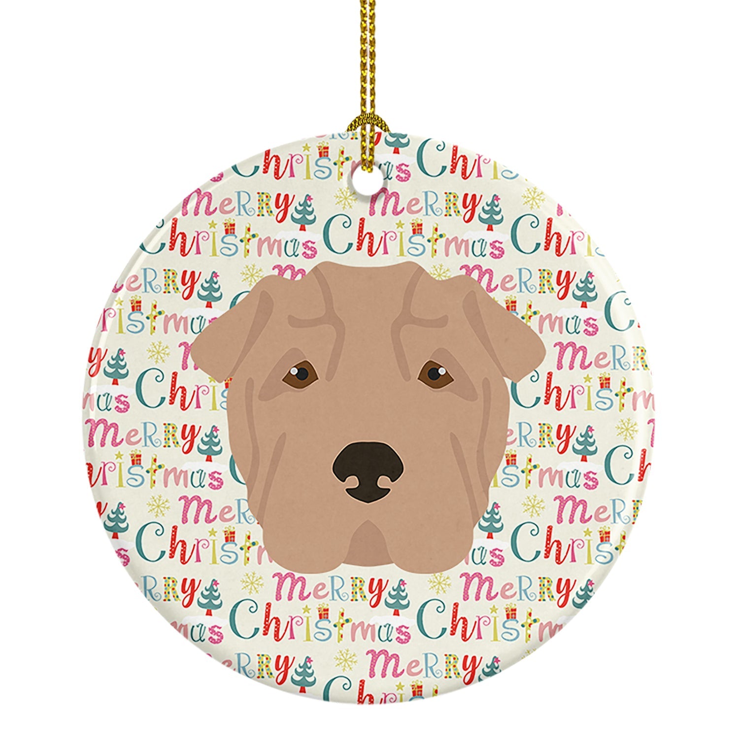 Shar Pei Merry Christmas Ceramic Ornament