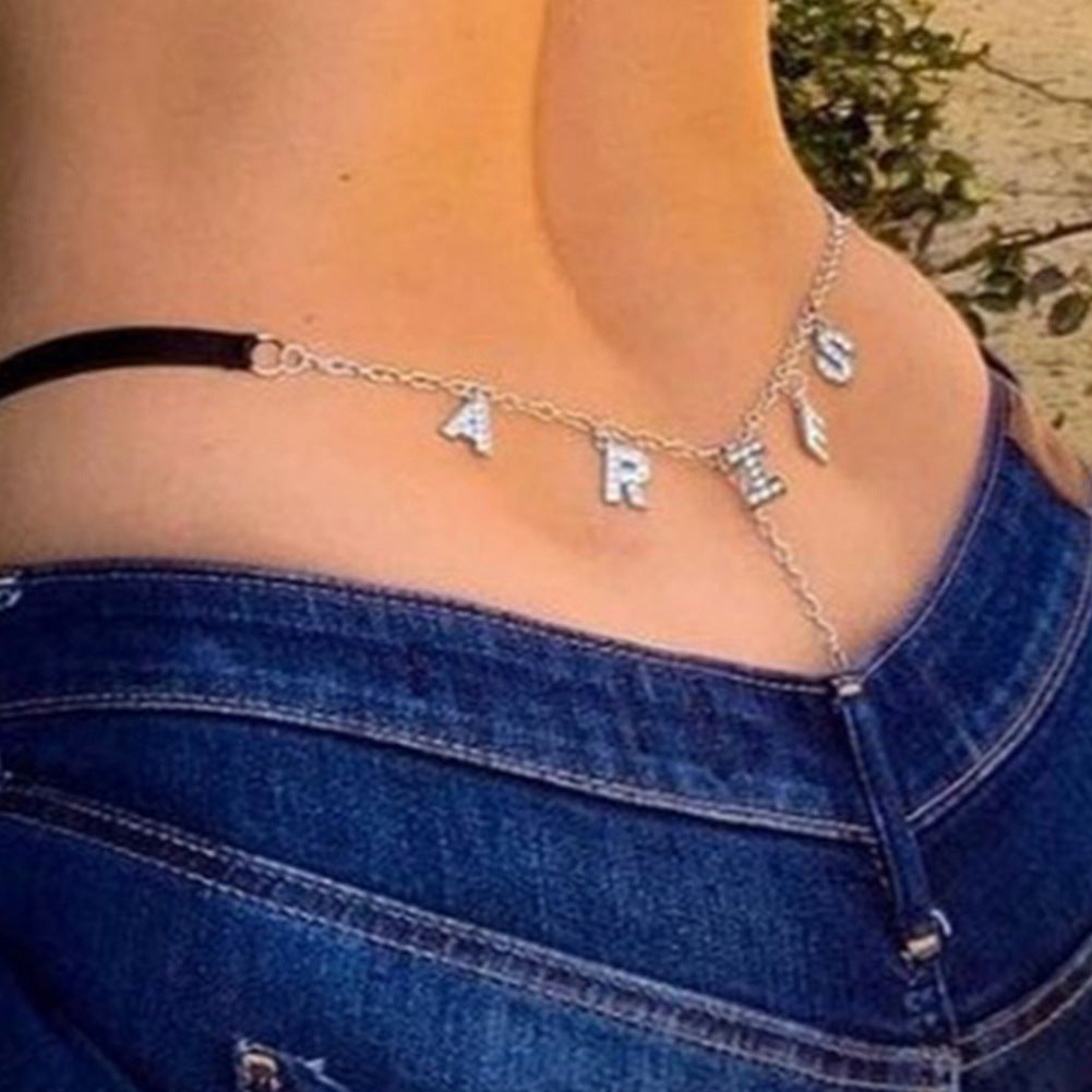 Metallic Letter Thong with Lace for Nightclubs