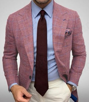 Men's Plaid Blazer Jacket for Spring and Autumn