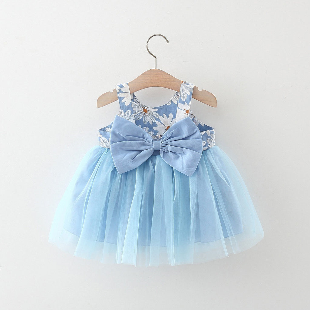 Girls' New Floral Mesh Slip Dress for Summer