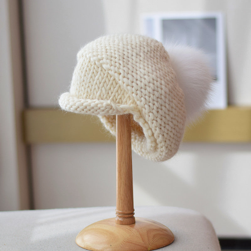 Retro Handmade Thick Thread Knitted Wool Cap | Embroidered Cap