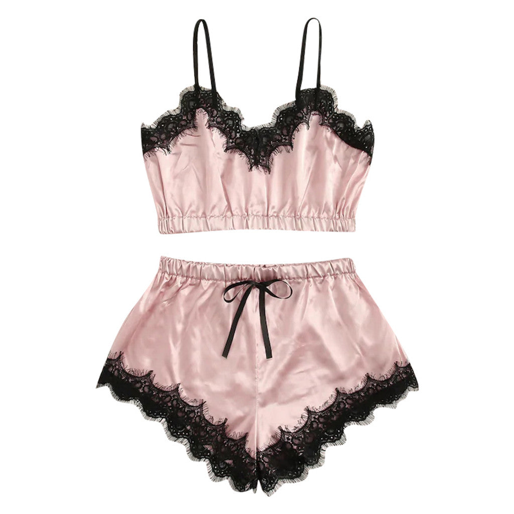 Lingerie Set with Sleeveless Bra and Women's Nightwear
