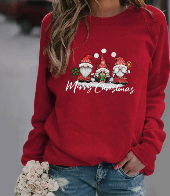 Women's Christmas Pattern Long Sleeve Round Neck Sweater