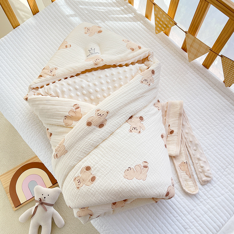 Newborn Crepe Beanie Fleece Quilted Bag | Embroidered Cap