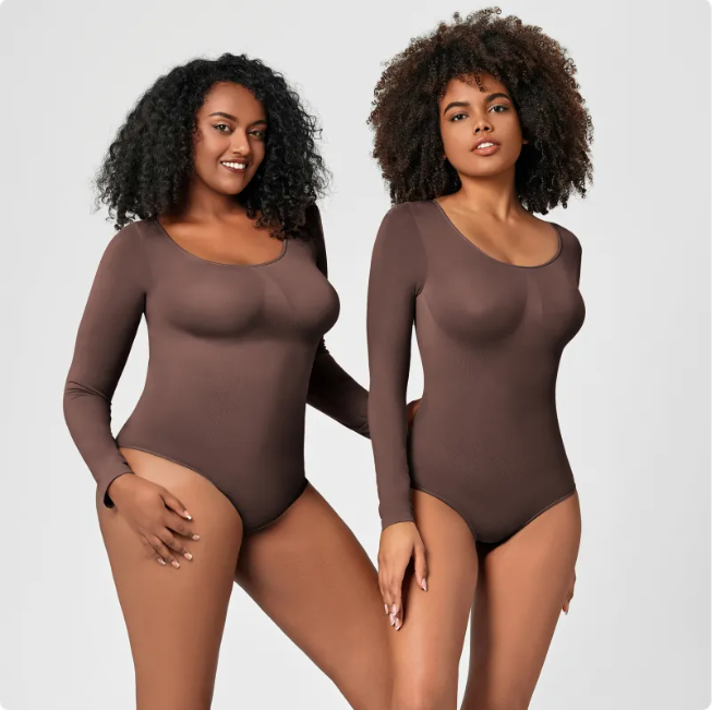 Women's Seamless Long Sleeve One-Piece Bodysuit, Body Shaper & Yoga Jumpsuit