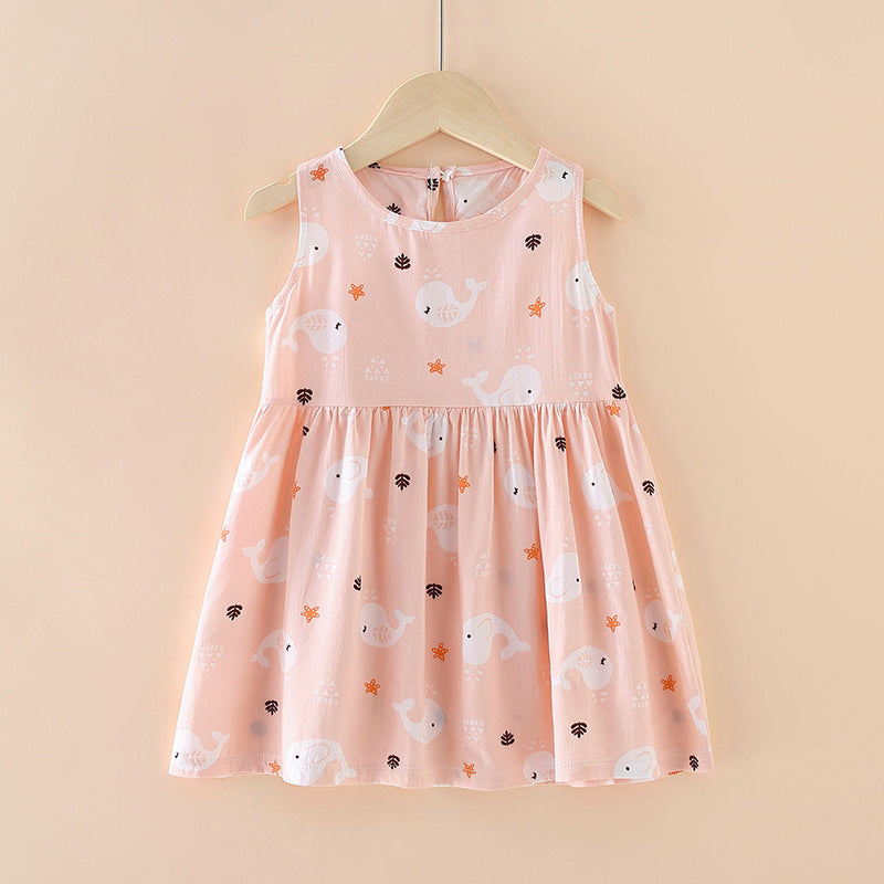 Princess Vest Skirt Cotton Silk Summer Dress for Girls