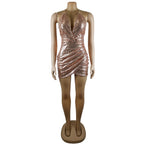 Sexy Backless Spaghetti Strap Dress with Sequins