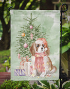 Cavalier Spaniel Tricolor Blenheim Puppy Christmas Presents and Tree Garden Flag