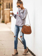 Christmas Print Long Sleeve Sweatshirt | Streetwear