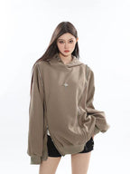 Women's American Retro Hooded Sweater with Zipper