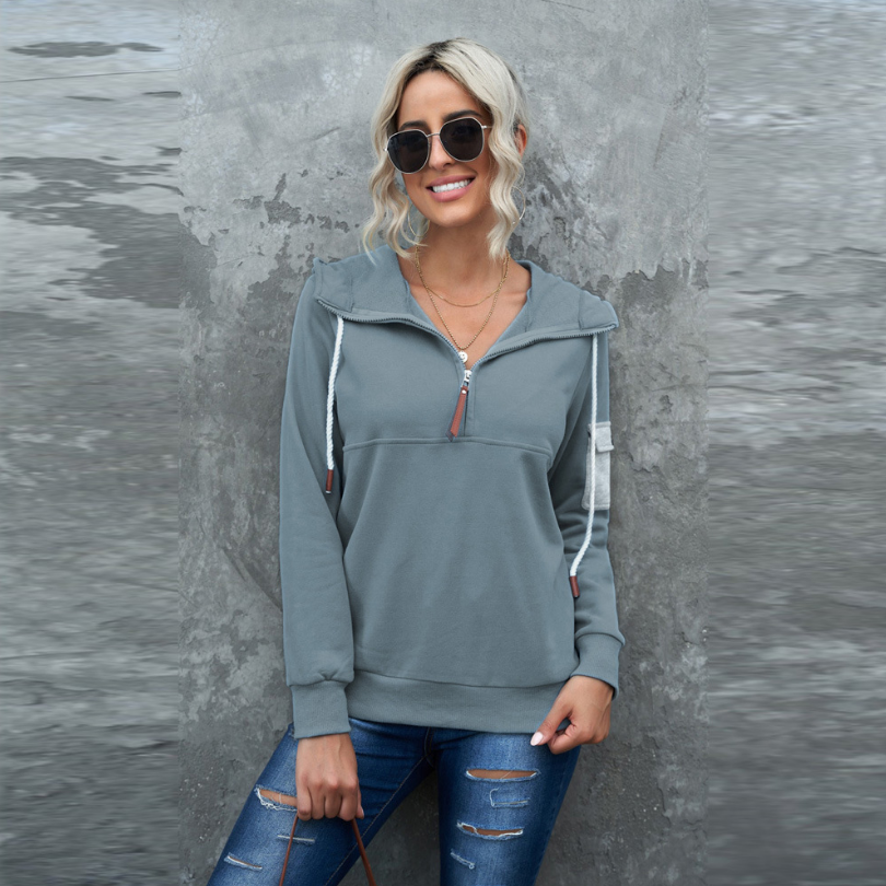 Women's Casual Long-sleeved Hooded Sweater in Pure Color