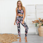 Floral Print Yoga Pants and Sports Bra Set for Women