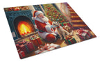 Cairn Terrier and Santa Claus Glass Cutting Board