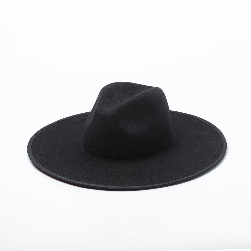 Women's Double-layer Color-blocking Wool Hat with Brim | Embroidered Cap