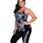 Plus Size Printed Bikini Swimwear with Capris