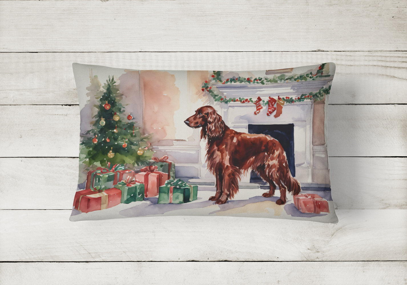 Irish Setter Christmas Throw Pillow