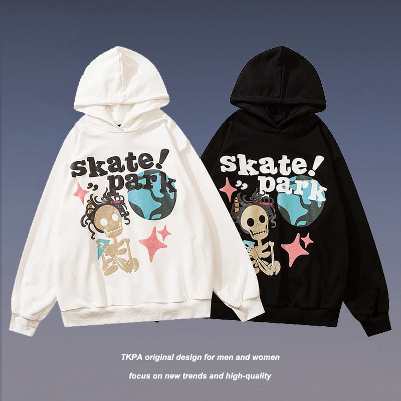Hip Hop Cartoon Retro High Street Foam Print Hoodie | Streetwear