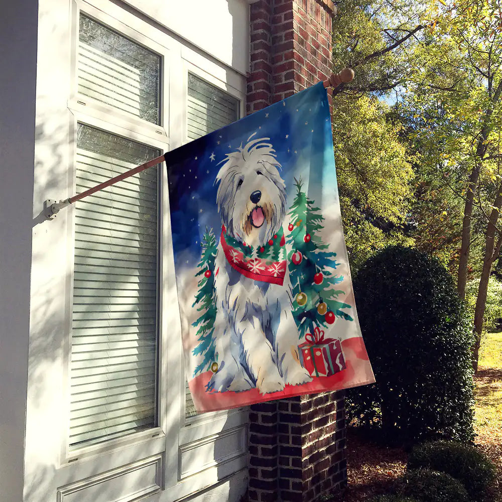 Old English Sheepdog Christmas House Flag