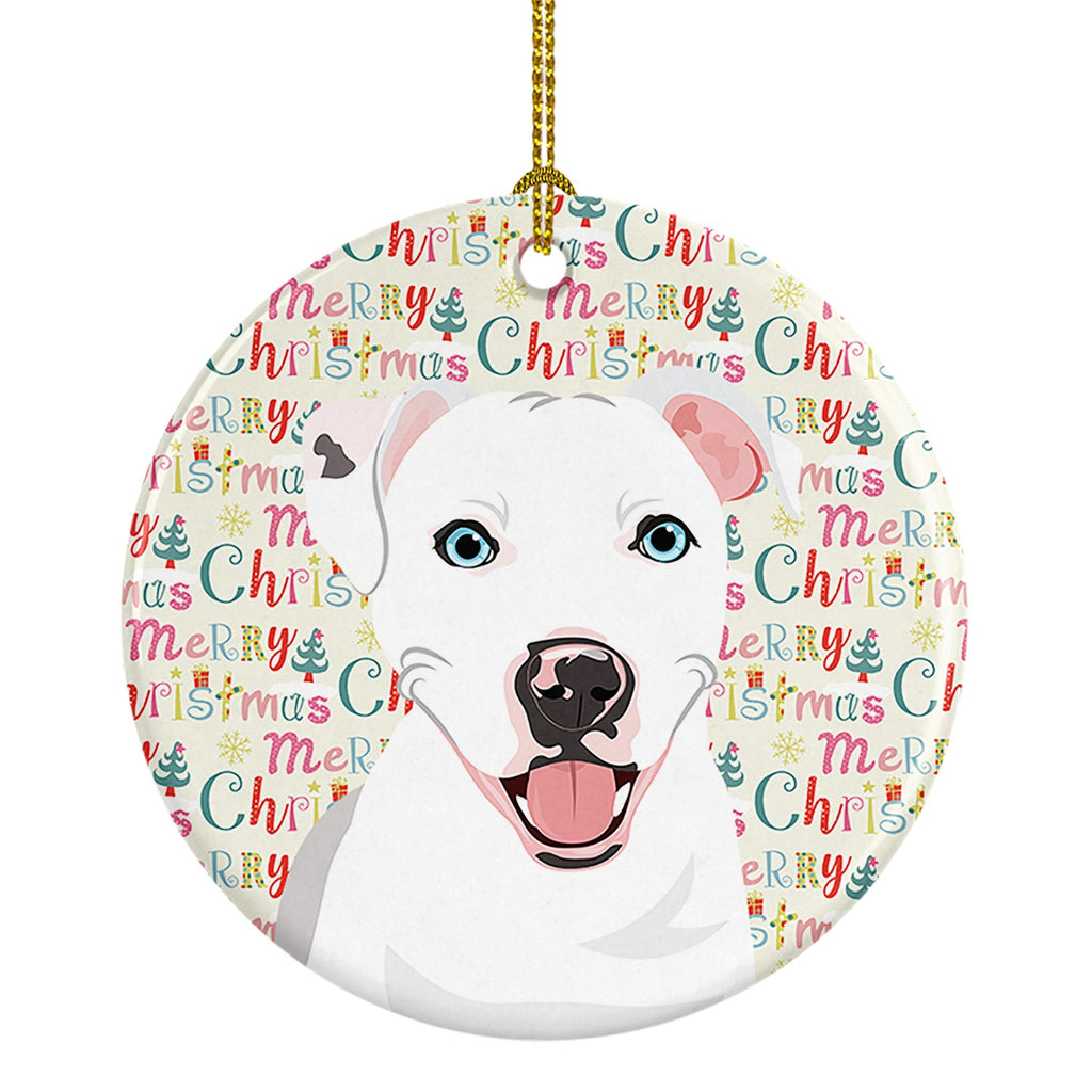 Pit Bull White #1 Christmas Ceramic Ornament