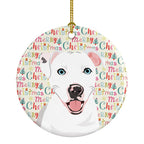 Pit Bull White #1 Christmas Ceramic Ornament