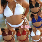 Women's Plus Size Black Halter Bikini Set
