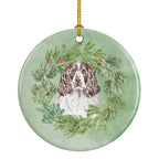 English Springer Spaniel Liver and White Christmas Wreath Ceramic Ornament
