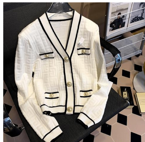 V-Neck Knitting Cardigan Coat Women's Fashion Sweater