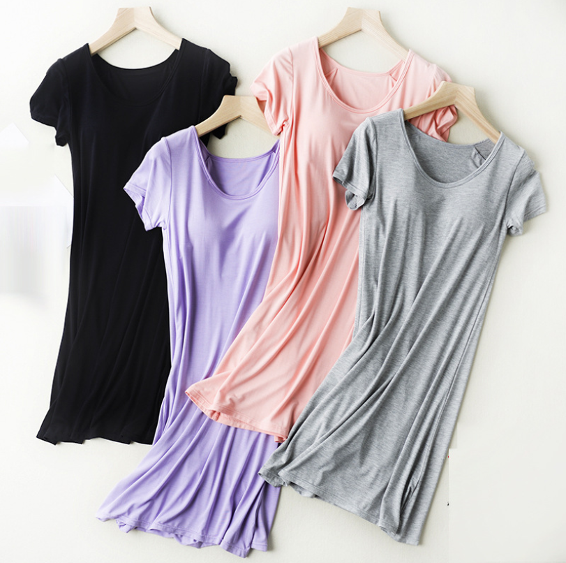 Short Sleeve Sleep Dress, Nightgown, Casual Dress