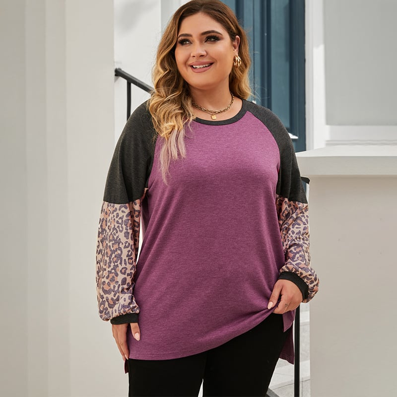 Oversized Leopard Print Contrast Color Sweatshirt | Streetwear